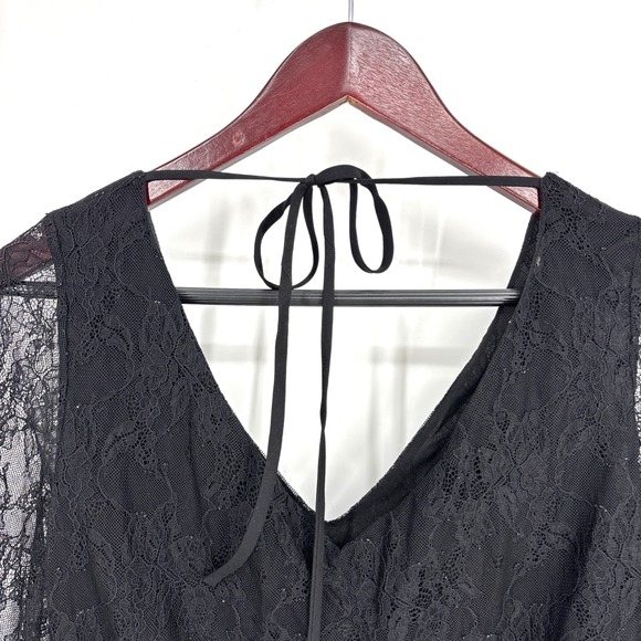 Alice + Olivia Womens Lace Long Sleeves Cropped Blouse Black Tie Back Size Small - Picture 9 of 9